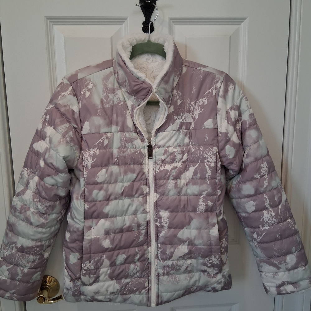 The North Face Kids Lavender and White Puffer Jacket